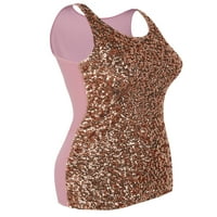 PrettyGuide Women Shimmer Glam Sequin ukrašeni sjajni rezervoar Torp prsluk Pink, Medium