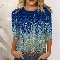 Ženska moda Tri četvrtine dužine rukava Trendy grafički casual bluze padaju labave posadne majice tunike