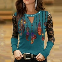 FVWitlyh polo majice za žene Ženske plus veličine vrhovi dugi kratki rukav V izrez pletene pletene tuničke