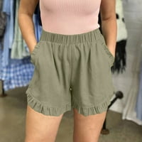 Booker Ženske kratke hlače Pamuk Visoka elastična struka naborane ruffle slatke kratke hlače