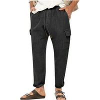 Poslovne casual pantalone za muškarce Stretch Slim Sportske elastične pamučne posteljine