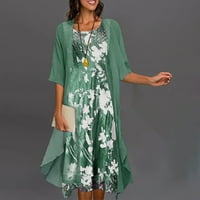 Ženske haljine Cleariance scoop vrat cvjetni a-line Dužina gležnja Lagana rukava ljetna haljina zelena l