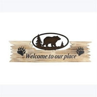Youngs Wood Bear Dobrodošli znak sa dizajnom izrezanog medvjeda