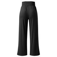 Ženski teret Joggers Ravne hlače Loose Ležerne hlače Srednja struka Čvrsta boja čipke široke pantalone