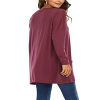 Ženski džep s dugim rukavima, Ležerne prilike, Ležerne prilike, kratka haljina jesen plus veličina T Duks za dame običan pulover u boji S-5XL