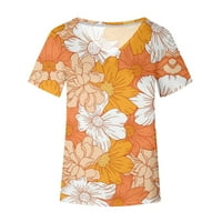TUNIC TOP za ženske majice kratkih rukava Summer V majice Cvjetni print vrhovi labave ležerne bluza