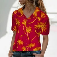 Ženske košulje Dressy Casual Chort rukava Ispis Top Hawaiian Style Revel V izrez Pulover majica Tunička