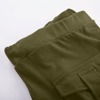 Symoidni ženski gumb Cargo Capri hlače - istezanje s džepovima Yoga Clearence Zelene ljetne hlače za