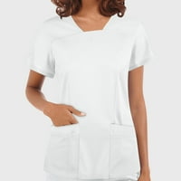 DMQupv Set Majica Solid Color Set Pocket s kratkim rukavima Dužine V-izrez i ženska bluza Majica Žene