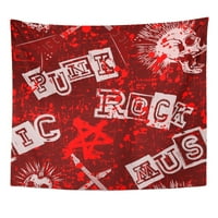 Rezervirajte Pink Rock Sažetak Red Grunge Punk lobanje i gitare Širovljenje Canvas Zidno umjetnost Viseća