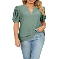 Wassery plus veličina ženske kratkih rukava majice Ljetna casual labava izreza u boji V-izrez Bluze