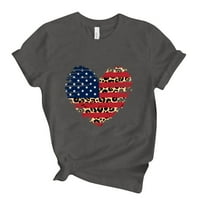 B91XZ Plus Veličina Ženska Ležerna Dan nezavisnosti Love Print majica Majica s kratkim rukavima Lood