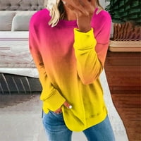Amtdh Ženske trendi dukseri Gradijentni tisak Lagane casual labavo pulover Teen Girls Fall Y2K odjeća