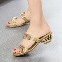 Sandale za čišćenje babdesbule Womens, žensko proljeće ljetne modne rhinestones šljokice Chunky Heel