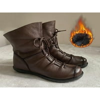 Daeful dame čizme za gležnjeve kožne čizme MID CALF zimske cipele hodaju topla protiv klizanja zip bootie