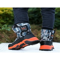 Zodanni Unise Kids Topne cipele Udobne zimske čizme Mid CALF čizme za snijeg Dječaci Djevojke Casual Plish Postrosan crna narandžasta 6,5y