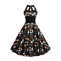 HFolob haljine za žene Ženske Helloween bundeve otisnute haljinu bez rukava bez rukava Vintage Swing