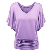 LeylayRay Ženska modna solidna boja V-izrez majica s bluzama bluza za bluzu ženska bluza