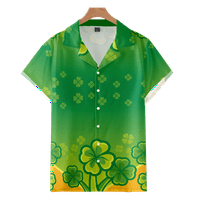 Muška majica St. Patrick's Day Green Print Casual Shortsleeve Ispiši dugme Dolje Havajska košulja Ležerne