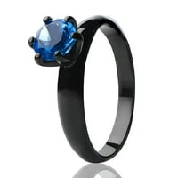 Vjenčani prsten pasijansa - CZ Vjenčani prsten - Crni vjenčani prsten - Prsten za pasijans - Aquamarine,