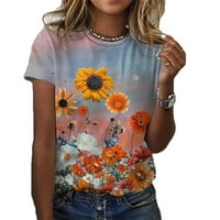 Tapsier Women Ljeto cvjetne tiskane majice kratki rukav Tee Tops bluza XL
