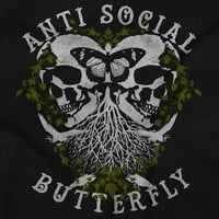 Anti društvena leptir lubanja tetovaža Ženska majica V-izrez Brisco brendovi L