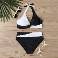 Ženski ljetni seksi dva bikinija solidna kupaći komimit Trčevi su prednji prednji Halter kupaći odijelo
