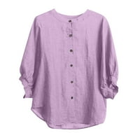 Ženske majice Vintage Three Quarter O izrez plus veličina Bluza vrhova ženskih