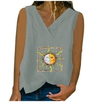 Ženska modna labava tiskana košulja s rukavima bez rukava s kratkim vratima Top Hot6SL4875751