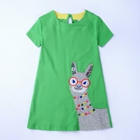 Tking Modni dečji mali dečiji dečji devojčice Stereoskopska crtana štamparska haljina kratkih rukava Green 2