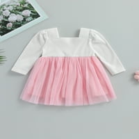 Jaweiwi Toddler Kids Girls Spring Fall princeze Haljine 2T 3T 4T Dugi rukav patchwork haljina s cvjetnim