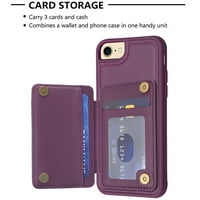 Feishell futrola za povrat novčanika za iPhone 7 8 SE, modna PU kožna magnetna gumba Flip kartica nosač