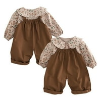 Bjutir Dva odijela za djevojčice Toddler Ljeto Novo rever gumb dolje cvjetni print TOP + čvrsta boja