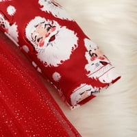 Rovga Girls Child Božićni dugi rukav Santa Prints Tulle Haljine luk kravata Fluffy princeza haljina