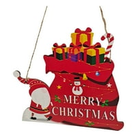 Heiheiup Božićni mali ukrasi ukrasi dekor drvene obojene crtanje privjesak zvona Xmas Miniature Minijaturni