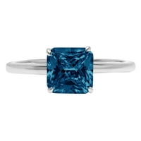 2. CT briljantan Asscher Cut Prirodni London Blue Topaz 14K bijeli zlatni pasijans prsten sz 6.5