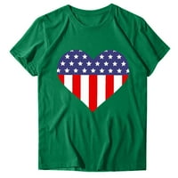 Dianli Fashion Heart Američka zastava Tiskanje Žene vrhovi Dan neovisnosti Kratki rukav labav okrugli