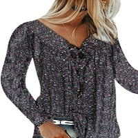 Telisoe ženski povremeni dugi rukavi tunike s dugim rukavima cvjetni ispis labavi mekani bluza za bluze