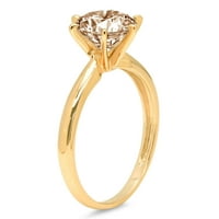 2.5ct okrugli rez braon šampanjac simulirani dijamant 14k žuto zlato graviranje godišnjice Angažovanje