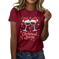 T majice za žene božićna grafička majica slatka kakao top film gledajući Crewneck kratki rukav majica