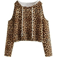 Ženski ležerni leopard-tisak, otvoreni rafer, dugačak pulover dugih rukava Top Trendy Plus veličine