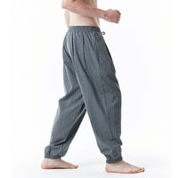 Miluxas muns plus veličine hlače za čišćenje muškaraca stripe elastične srednje struke hlače sportske