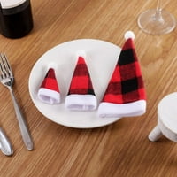Mini Božić Santa Hat Božićni ukrasi za pribor za jelo, pogodan za bocu vina, srebrni nosač božićnih