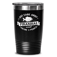 Slatki poklon za ljubitelje životinja Piranhas - smiješno 20oz crni šalica od nehrđajućeg čelika vakuum