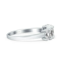 Polu vječni prsten za vjenčanje zaručnički band ovalni simulirani kubični cirkonijski sterling srebrne