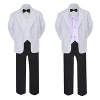 5- Formalno crno bijelo odijelo Set Lilac Bow kravate prsluk dječak za bebe