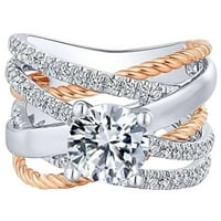 Veki angažman okrugli rez Zirkoni Žene vjenčani prstenovi nakit za žene Full Diamond Dame Ring Ring