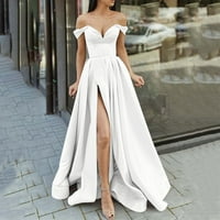 LisingTool vjenčanica haljina za goste maturalne haljine dame duge žene elegantne duge haljine Crisn saten špagete party mat haljina vjenčana večernja haljina vjenčanice bijela