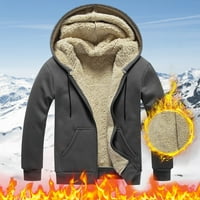 SNGXGN MENS SHERPA obložena flanela jakna Sport Topla kapuljača na otvorenom Muška jakna, tamno siva,