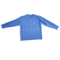 Miayilima ženski džemperi Pulover casual vrhovi pulover džemperi za žene zimski pad dugih rukava okrugli izrez Knit džemper plavi xxl
